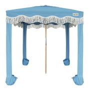 AMMSUN 6'×6' Boho Beach Cabana Tent Canopy with Tassels Fringe UPF50+ Outdoor for Beach Patio,Blue